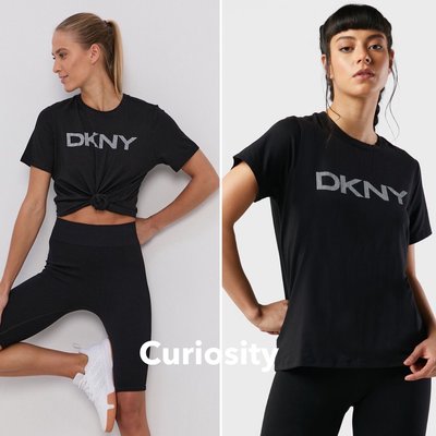 【Curiosity】DKNY 線條LOGO棉質短袖T恤上衣 黑色 XS號 $2900↘$1799免運