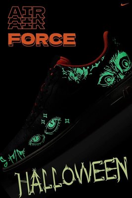 全新 Nike Air Force 1 Low Halloween 萬聖節 夜光 黑橘 DC8891-001