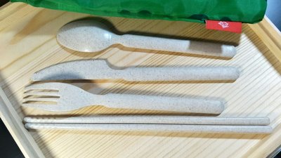 小麥環保餐具組(筷子、叉子、湯匙、刀叉)附西瓜造型袋子