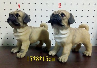 【浪漫349】獨件貨樣品  A 或 B 單個價 站姿巴哥犬  狗雕塑模型 波麗材質