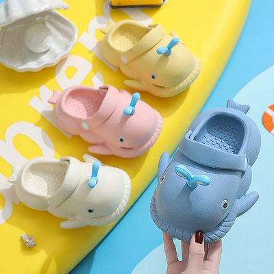 防滑 透氣 軟底 新款2023 EVA 3D鯨魚拖鞋嬰兒家用防滑軟底可愛平底沙灘拖鞋男女童