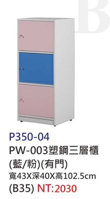 【進日興家具】P350-04 塑鋼三層櫃(藍粉／三門)  儲物櫃 置物櫃 收納櫃 台南。高雄。屏東 傢俱宅配