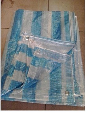 藍白帆布 防水布 塑膠布 搭棚架 16*16尺
