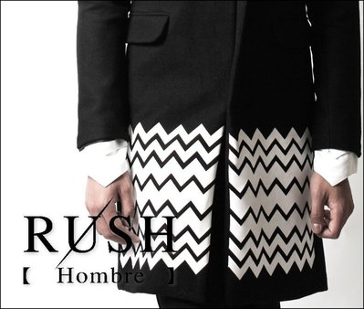 RUSH Hombre (韓國空運) 設計師款下擺波浪鋸齒造型長版毛料大衣 (原價2380)