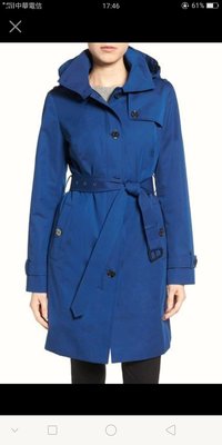 Michael Kors 春季直排扣風衣外套，限量藍色S號(台灣M~L號可穿)