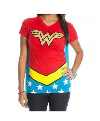 DC漫畫神奇女俠神力女超人影視周邊cos神奇女俠夏季修身純棉含披風T恤短袖