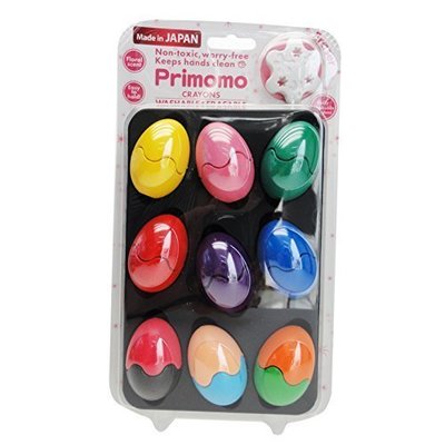 【BC小舖】日本 Primomo 造型無毒蠟筆 12色 蛋型 附小花橡皮擦