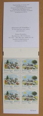 (8 _ 8)~-瑞典小本票---2001年---蛇年---生肖郵票---外拍---雙僅一套