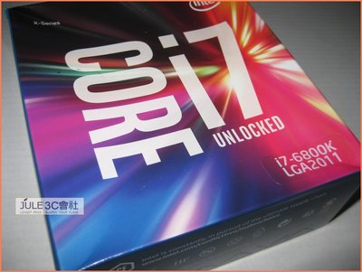 JULE 3C會社-Intel i7 6800K 3.4-3.8G/15M/12核心/全新盒裝/保內/2011 CPU