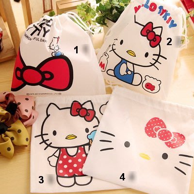 **JUJU HOUSE**(現貨）韓國流行旅行Hello Kitty束口袋,收納袋,買4送1