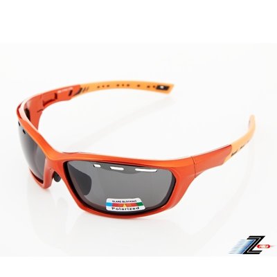 【Z-POLS】新一代TR太空纖維彈性輕量質感橘 抗UV400頂級運動偏光眼鏡(Polarized寶麗來偏光防悶設計)