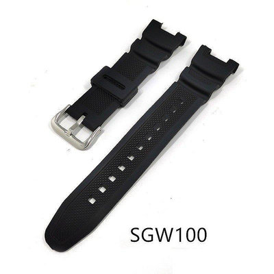 【熱賣精選】酷黑矽膠運動錶帶 適用Casio G-Shock Sgw-100/100-1V/100-1Vdf 卡西歐 橡膠錶帶