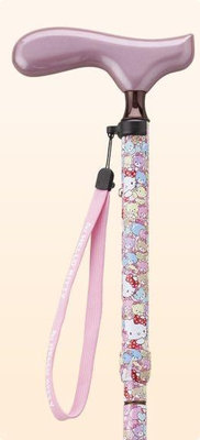 日本製HELLO KITTY粉色三節伸縮登山杖