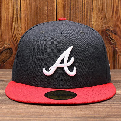 【現貨】代購MLB棒球帽亞特蘭大勇士A字母拼色嘻哈帽NEWERA平沿帽全封閉口