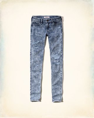 《Cupio》現貨 HCo. AF Hollister Super Skinny Jeans 精緻刷色磨破牛仔褲(1R)