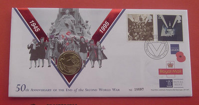 銀幣雙色花園-英國1995年和平鴿-2英鎊紀念幣官方郵幣封