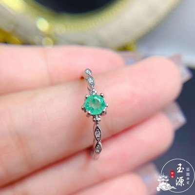 彩寶首飾哥倫比亞天然祖母綠戒指品質時尚新款925銀鑲嵌