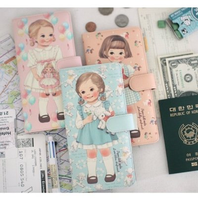 好心情日韓正品雜貨『韓國 afrocat 』paper doll mate L 復古洋娃娃護照夾