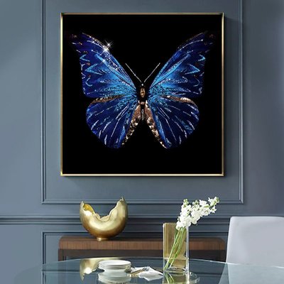 新古典現代輕奢玄關裝飾畫蝴蝶客廳餐廳壁畫創意摩登晶瓷畫掛畫