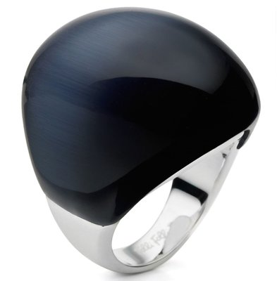 全新從未戴過 Folli Follie 鍍銀黑貓眼石誇張設計款戒指，只有一件！低價起標無底價，本商品免運費！