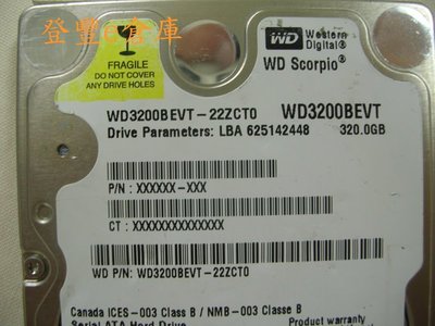 【登豐e倉庫】 YF333 黑標 WD3200BEVT-22ZCT0 320G SATA2 筆電硬碟