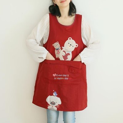 熱銷 日本卡通防水防油污廚房罩衣烘焙花藝咖啡廳畫畫工作服無袖圍裙 HEMM23965