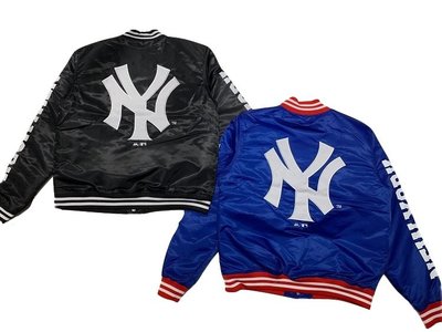 Cover Taiwan 官方直營 NY 紐約 洋基隊 棒球外套 棒球夾克 嘻哈 MLB 大聯盟 黑色 藍色 (預購)