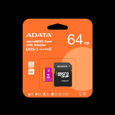 ADATA 威剛 終身保固 內附轉接卡 MicroSD UHS-I Class10 64GB SD記憶卡 儲存卡 SD卡