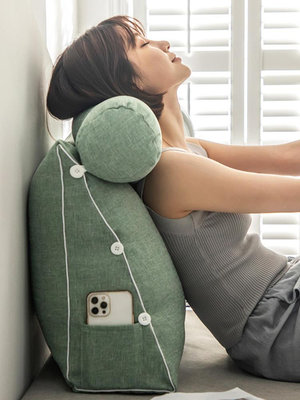 日式亞麻三角床頭靠墊可調節頭枕靠背臥室榻榻米靠枕可拆洗
