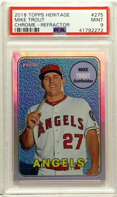 2018 Topps Heritage Chrome Mike Trout 限量569張亮面卡 PSA 9