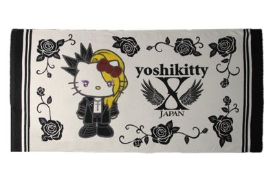 [現貨]凱蒂貓浴巾Kitty feat.X Japan日本樂團聯名yoshikitty交響金屬3運動沙灘巾 生日交換禮物