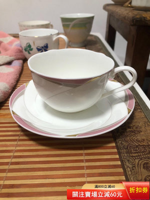 二手 日本Noritake 則武，黃標則武高骨瓷咖啡杯，精美畫片，