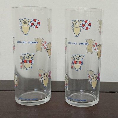 (日本生活用品)豬豬彩繪玻璃水杯一對(A1012)