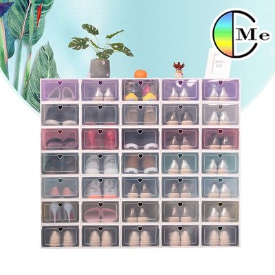鞋盒 收納盒 置物盒 鞋 環保 防塵鞋箱 DIY組裝 掀蓋式 可疊加 透明翻蓋收納盒 【Z104】Color_me