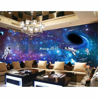 【精選好物】宇宙銀河創意墻畫墻貼壁紙臥室房間星空太空科幻主題背景自粘墻紙