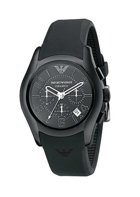 【金台鐘錶】ARMANI 亞曼尼 橡膠錶帶 陶瓷錶殼 三眼計時   AR1430