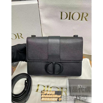 艾拉二手Dior迪奧 黑色30 Montaigne Box 中號 蒙田包 盒子包 單肩包 斜背包