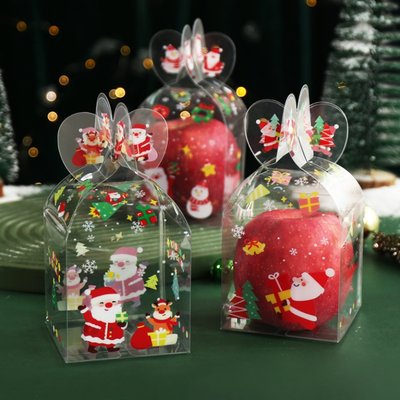 【嚴選SHOP】1入 聖誕愛心透明盒 塑膠餅乾糖果盒 蘋果盒 蛋糕盒 慕斯盒奶酪盒 聖誕節包裝盒 聖誕包材【X183】