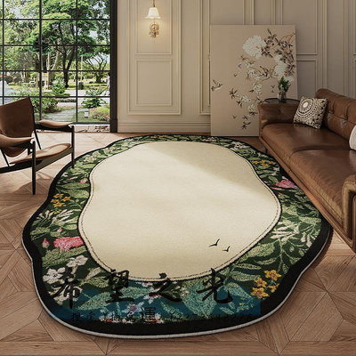 地毯仿羊絨異形法式復古客廳地毯不規則臥室床邊毯輕奢高級沙發茶幾墊
