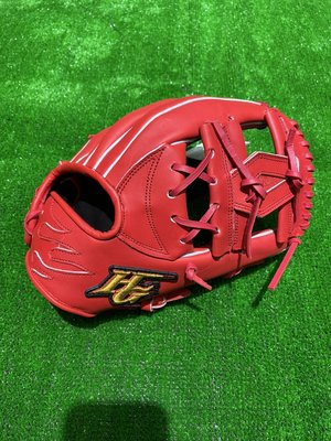 棒球世界全新Hi-Gold硬式牛皮棒壘球內野手新型工字球檔手套特價紅色11.75吋