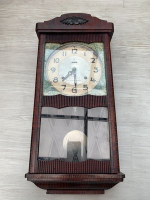 早期 日本老件實木  SAKURA     計時   發條鐘  掛鐘  中型木製  稀少性  功能完全正常
