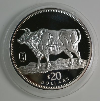 賴比瑞亞 1997年 丁丑牛年 生肖 20元 1盎司 銀幣 004