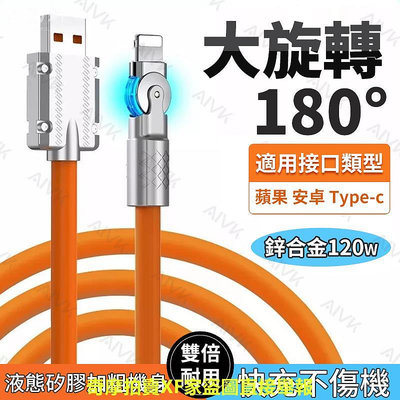 現貨 鋅合金 硅膠加粗機殼線 快充線 180度充電線 適用於 蘋果 iphone 三星 OPPO 安卓 typec