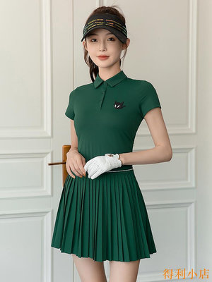 得利小店韓國高爾夫服裝男女夏季冷感翻領短袖t恤網球速干修身情侶POLO衫