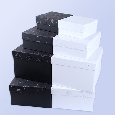 聯名好物-高檔禮品盒 長方形黑色星空禮物盒 星空禮盒 白色禮盒 天地蓋硬紙盒 禮品盒 禮物盒 糖果盒-全域代購
