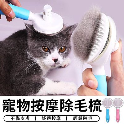 【台灣現貨 C009】 寵物梳子 一鍵式 自動除毛梳 除毛刷 寵物美容 貓狗梳子 寵物梳 寵物用品 針梳 寵物理毛