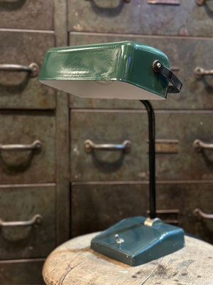 法國🇫🇷 1950s 銀行燈 原漆 鑄鐵搪瓷烤漆