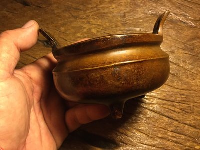 小西藏 日本 中國大明宣德銅爐 開門老件 銅質