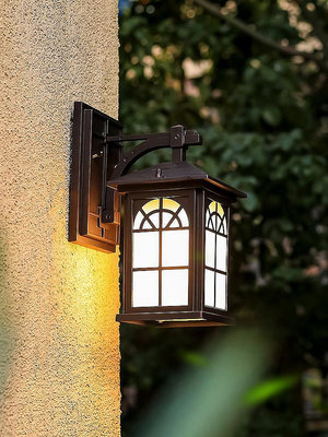 【米顏】太陽能戶外壁燈防水庭院燈新中式外墻方形大門口過道圍墻室外壁燈