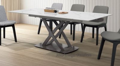 【N D Furniture】台南在地家具-鋁合金伸縮五金亮岩雪山白色岩板圓角伸縮6.6尺餐桌YH